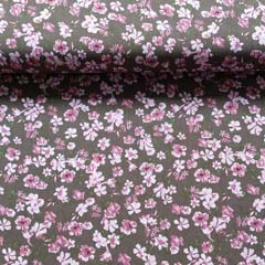 Viskosestoff Popelin Blumen Bl�mchen, altrosa braun