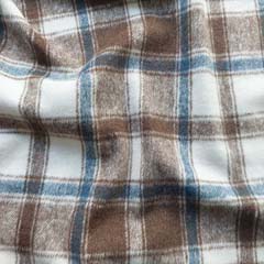 RESTST�CK 240 cm Jackenstoff Webware Karomuster angeraut, jeansblau wei� braun