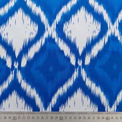 RESTST�CK 50 cm Baumwollstoff mit Stretch Rauten Ethnomuster, kobaltblau