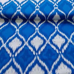 RESTST�CK 50 cm Baumwollstoff mit Stretch Rauten Ethnomuster, kobaltblau