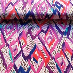 Jerseystoff Rauten Ethnomuster, lila rosa wei�
