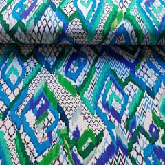 Jerseystoff Rauten Ethnomuster, gr�n blau wei�