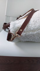 Taschenriemen Taschengriff Lederimitat mit metall Karabiner, gold cognac