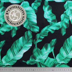 Viskose Stoff tropische Bl�tter Verde Incantato Blusenstoff, gr�n schwarz