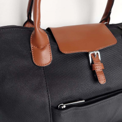 Shopper Damen Handtasche Canvas Look - cognac braun schwarz