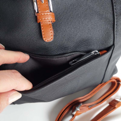 Shopper Damen Handtasche Canvas Look - cognac braun schwarz