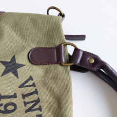 Canvas Tasche Vintage 1978 Stern dunkelbraune Lederimitat-Details, armygr�n