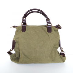 Canvas Tasche Vintage 1978 Stern dunkelbraune Lederimitat-Details, armygr�n