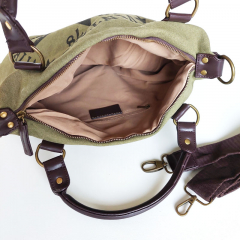 Canvas Tasche Vintage 1978 Stern dunkelbraune Lederimitat-Details, armygr�n