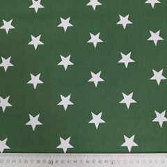 Baumwollstoff gro�e Sterne Big Star, wei� dunkelgr�n