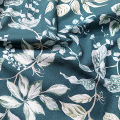 Canvas Stoff Baumwollstoff Blumen, petrolgr�n