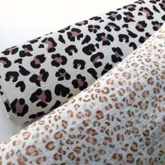 Musselin Stoff Double Gauze kleines Leopardenmuster, nude braun weiss