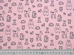 RESTST�CK 97 cm Sweatstoff French Terry B�ren Igel F�chse, rosa