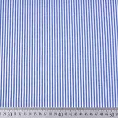 Baumwollstoff Streifen 3 mm garngef�rbt, mittelblau weiss