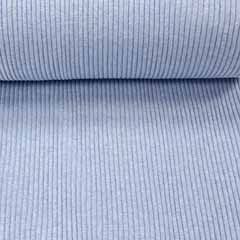 B�ndchenstoff gerippt Hipster-Beanie Stoff, hell jeansblau meliert