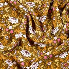 Viskose Stoff Blumen Tulpen Bl�tter, altrosa wei� ockergelb