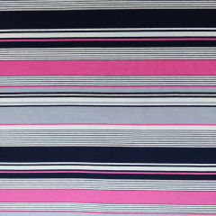 Viskose Jerseystoff Streifen, dunkelblau pink grau wei�