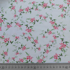 RESTST�CK 200 cm Viskosestoff Bl�mchen Blusenstoff, gr�n rosa cremewei�