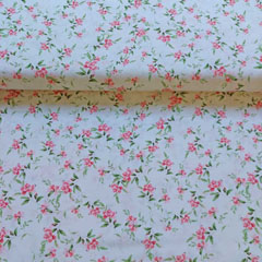 RESTST�CK 200 cm Viskosestoff Bl�mchen Blusenstoff, gr�n rosa cremewei�