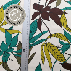 Silky Cotton Baumwollstoff Bl�tter Foglie d’Estate - braun mint cremewei� - Made in Italy