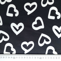 Jerseystoff Herzen, wei� schwarz