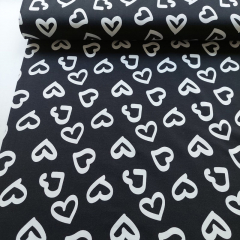 Jerseystoff Herzen, wei� schwarz