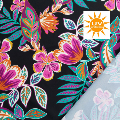 RESTST�CK 45 cm Badeanzugstoff Funktionsjersey Blumenmuster, bunt schwarz
