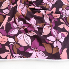 Sweatstoff Blumen Bl�tter, flieder apricot beere bordeaux