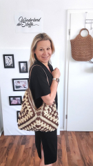 Strohtasche Hobo Bag zweifarbig Damen Handtasche, schwarz wei�