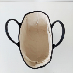 Basttasche Shopper Tote Bag - schwarz beige