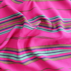 Viskose Stoff Streifen - mint lila braun pink