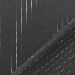RESTST�CK 125 cm Webware mit Stretch Nadelstreifen Hosenstoff, schwarz wei�