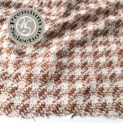 Woll-Tweed Stoff mit Hahnentrittmuster Deadstock Designerstoff - braun cremewei� - Made in Italy
