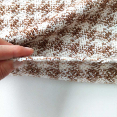 Woll-Tweed Stoff mit Hahnentrittmuster Deadstock Designerstoff - braun cremewei� - Made in Italy