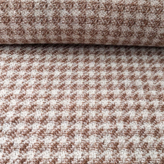 Woll-Tweed Stoff mit Hahnentrittmuster Deadstock Designerstoff - braun cremewei� - Made in Italy