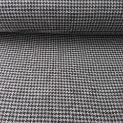 Woll-Tweed Stoff Hahnentrittmuster Deadstock Designerstoff - grau schwarz - Made in Italy