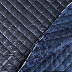 RESTST�CK 50 cm Steppstoff Doubleface Lederimitat Fellimitat, dunkelblau metallic