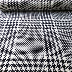 Jacquardstoff Hahnentrittmuster Designer Deadstock schwarz wei� Made in Italy