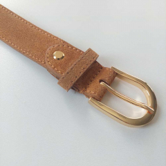 Wildlederg�rtel uni Gr. 90 (109 cm) goldene Schnalle - camel - Made in Italy