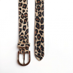 Wildlederg�rtel kleines Leopardenmuster Gr. 100 -silberne Schnalle - beige schwarz -Made in Italy