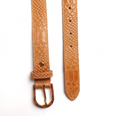 Lederg�rtel Damen Krokopr�gung - Gr. 90 - gold Schnalle - camel