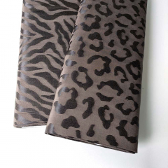RESTST�CK 37 cm Viskosestoff Jacquard Leopardenmuster, mattes dunkelbraun