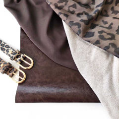 RESTST�CK 37 cm Viskosestoff Jacquard Leopardenmuster, mattes dunkelbraun