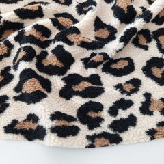 Teddyfell Teddyfleece gro�es Leopardenmuster, braun schwarz hellbeige