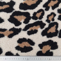 Teddyfell Teddyfleece gro�es Leopardenmuster, braun schwarz hellbeige
