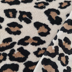 Teddyfell Teddyfleece gro�es Leopardenmuster, braun schwarz hellbeige