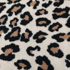 Teddyfell Teddyfleece gro�es Leopardenmuster, braun schwarz hellbeige