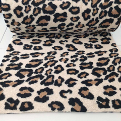 Teddyfell Teddyfleece gro�es Leopardenmuster, braun schwarz hellbeige