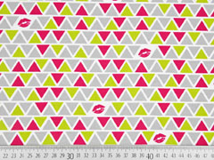 Jerseystoff Dreiecke Kiss, grau gelbgr�n