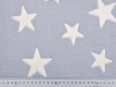 Wellness Fleece Stoff Jacquard Sterne, wei� hellblau